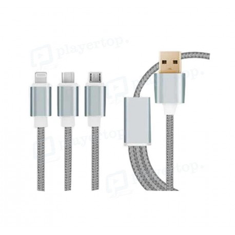Câble USB 3 en 1 compatible Samsung, Ipad, IPhone 4S, 5, 6, 6+