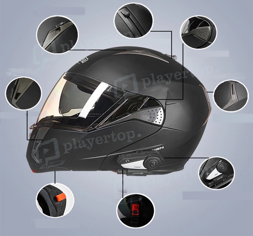 OBEST Casque de Moto Bluetooth 5.0 Casque, sans Fil étanche Moto Casque  contrôle Musique, avec Mains Libres et Suppression du Bruit, Connectez 2  Téléphones, Appelez Siri, pour Cyclisme, Ski, Course : 