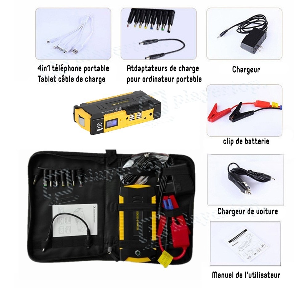 Chargeur - Démarreur - Booster batterie 12 V pour voiture diesel ⇒ Player  Top ®