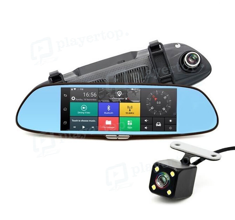 Rétroviseur GPS Full HD Android 5.0, Bluetooth, Wifi, Dashcam, FM, Caméra  de recul, Ecran tactile ⇒ Player Top ®