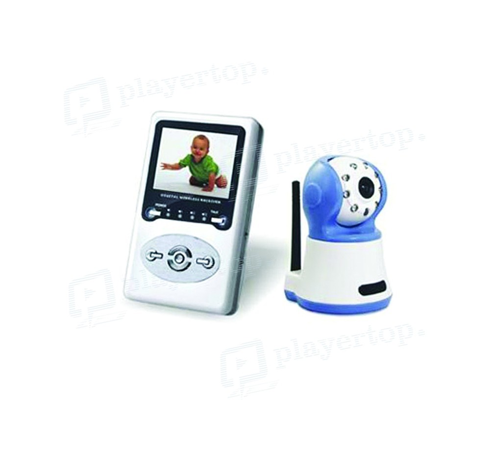 Babyphone vidéo Babycam blanc 2.4 pouces LCD 2.4GHz
