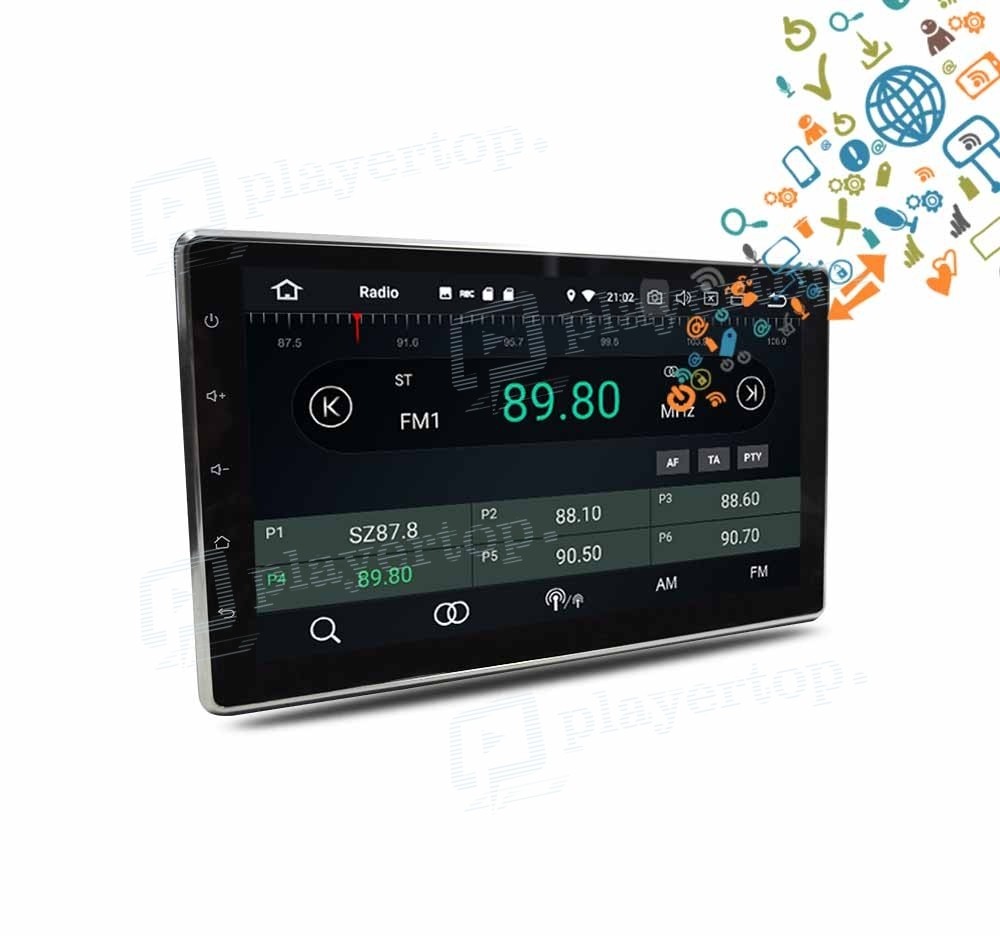 Autoradio 1 Din Android 10.1 écran 10.1'' Inclinable